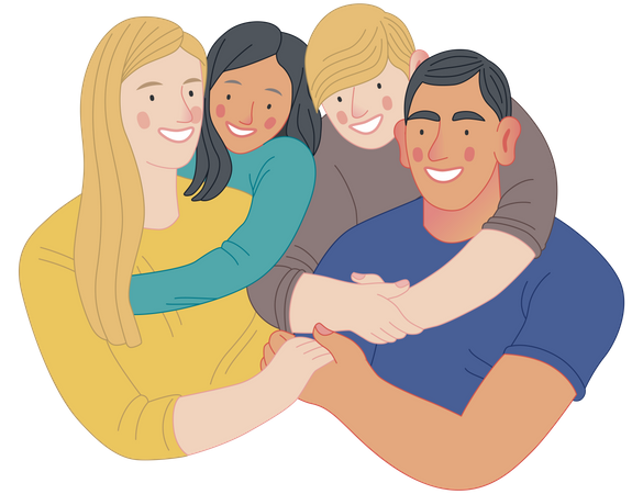 Happy Family With Kids  Illustration