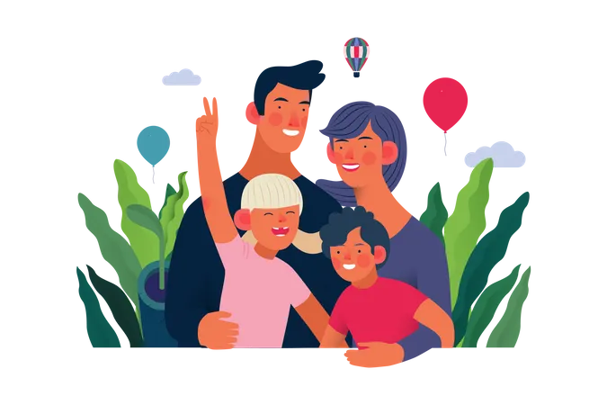 Happy Family with Medical Insurance Illustration