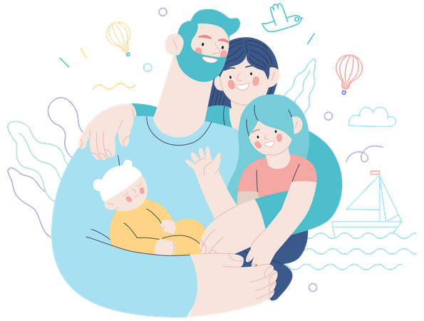 Happy family with medical insurance Illustration