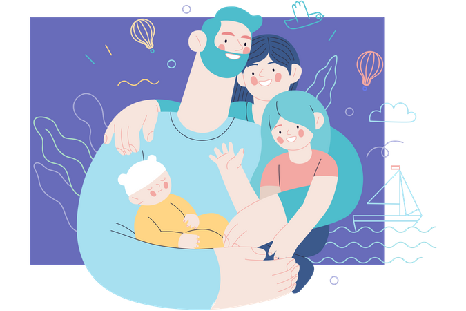 Happy family with medical insurance Illustration