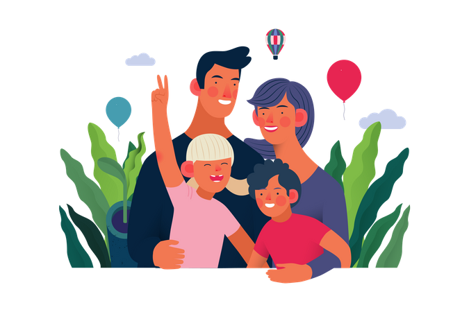 Happy Family with Medical Insurance  Illustration