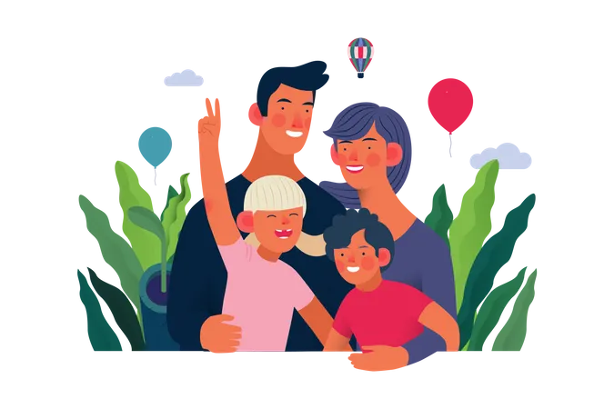 Happy Family with Medical Insurance  Illustration