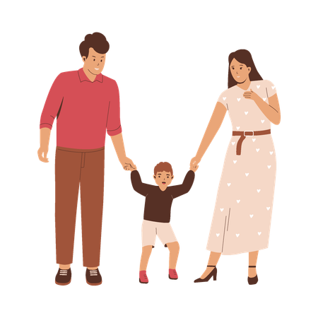 Happy family with son  Illustration