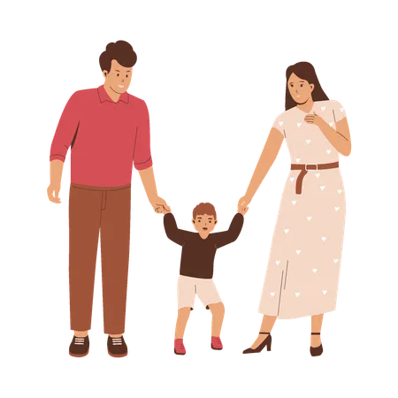 Happy family with son  Illustration