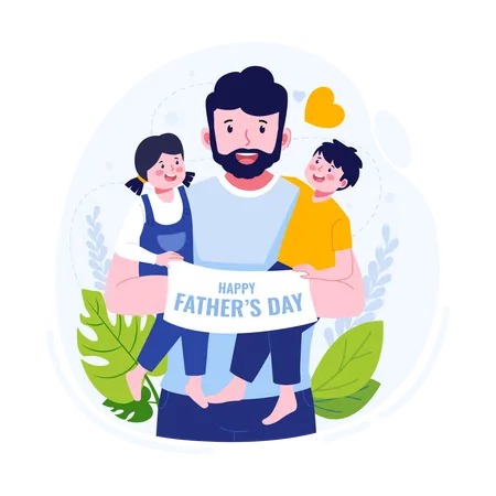Happy Fathers Day Flat Illustration Illustration