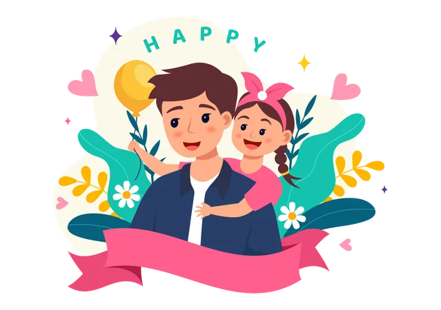 Happy Fathers Day celebration  Illustration