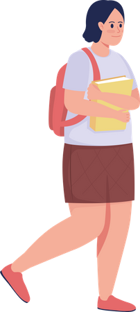 Happy female college student with books Illustration