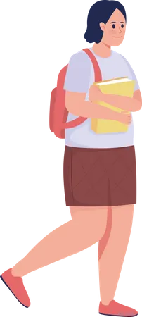 Happy female college student with books  Illustration