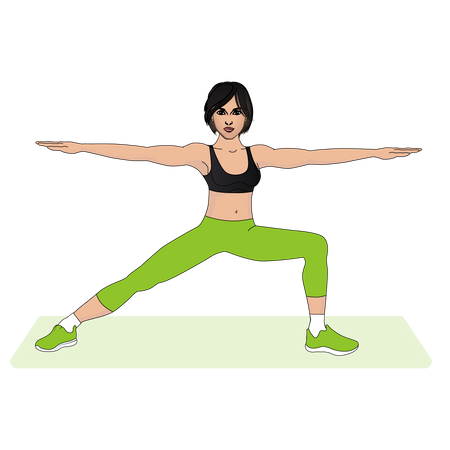 Happy female doing yoga  Illustration