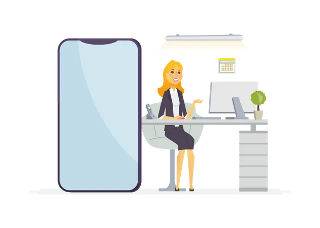 Happy female office worker  Illustration