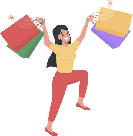 Happy female shopper  Illustration