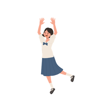 Happy female student in asian school uniform  Illustration