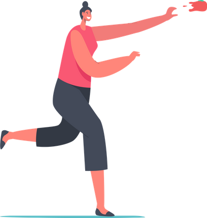 Happy Female Throw Tomato  Illustration
