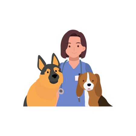 Happy Female Veterinarian  Illustration