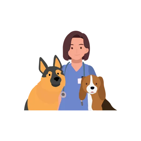 Happy Female Veterinarian  Illustration