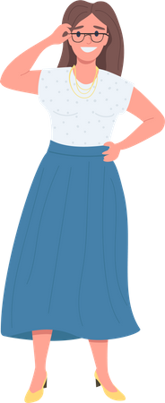 Happy female with glasses Illustration