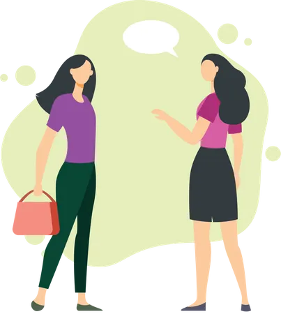 Happy Friendly Women Talking Outside  Illustration