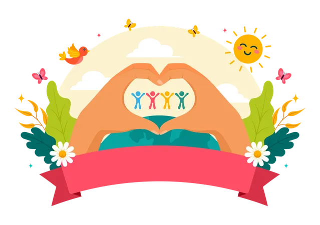 Happy Friendship Day Vector Illustration With Young Boys And Girls Of Hugging Together Or Putting Their Hands In Flat Cute Cartoon Background 일러스트레이션