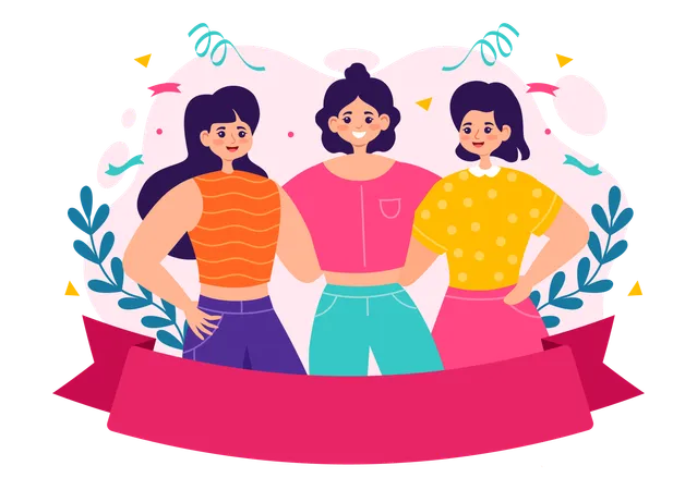 Happy Galentines Day Vector Illustration On February 13 Th With Celebrating Women Friendship For Their Freedom In Flat Cartoon Background Design Illustration