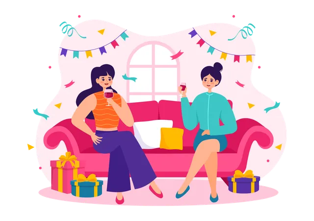 Happy Galentines Day Vector Illustration On February 13 Th With Celebrating Women Friendship For Their Freedom In Flat Cartoon Background Design Illustration