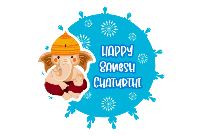 Happy ganesh chaturthi badge Illustration