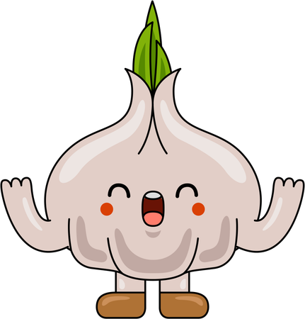 Happy Garlic Mascot  Illustration