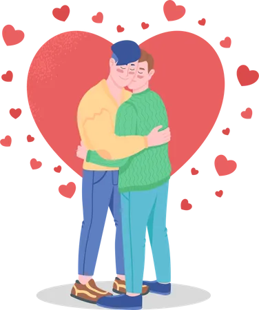 Happy gay couple in love Illustration