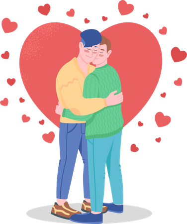 Happy gay couple in love  Illustration