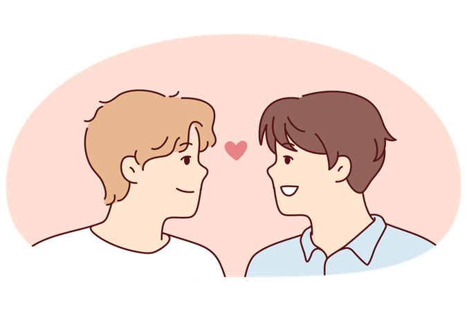 Happy gay couple showing love  Illustration