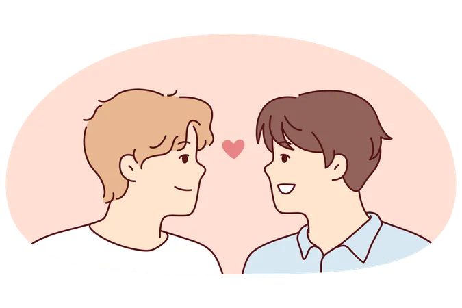 Happy gay couple showing love  Illustration