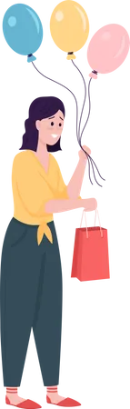 Happy gift giving caucasian woman  Illustration