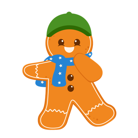 Happy Gingerbread Man With Hat  Illustration