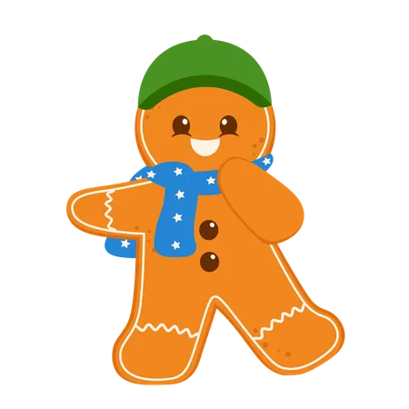 Happy Gingerbread Man With Hat  Illustration