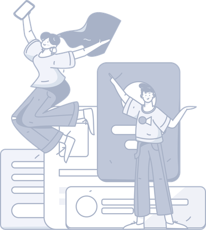 Happy girl and man showing business task  Illustration