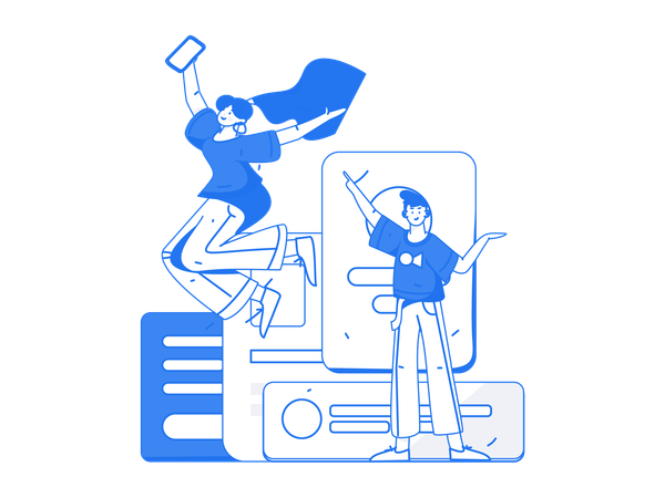 Happy girl and man showing business task  Illustration