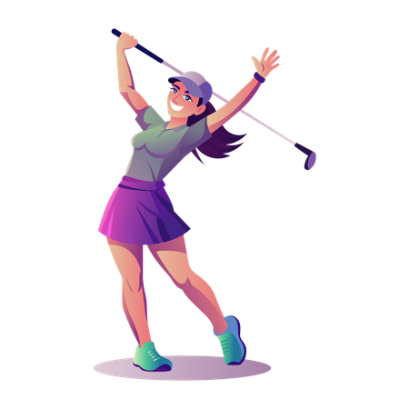 Happy Girl at golf shot  Illustration