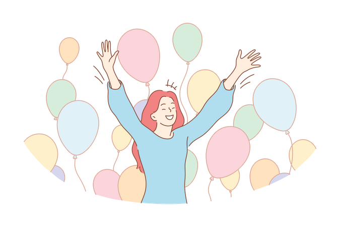 Happy girl celebrate  Illustration