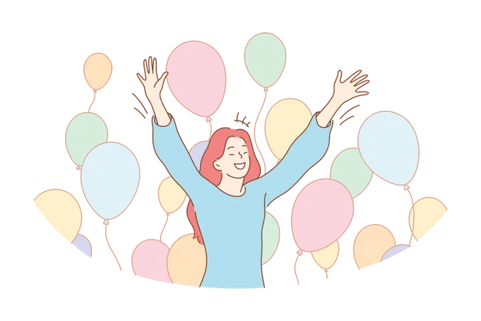 Happy girl celebrate  Illustration
