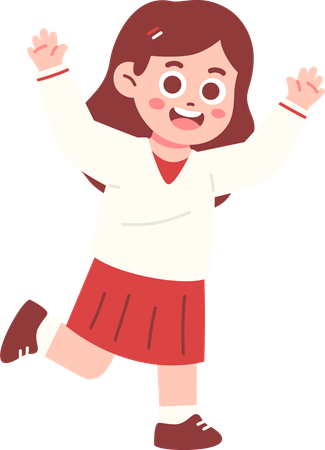 Happy Girl Celebrating Indonesia Independence day  Illustration