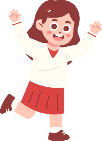 Happy Girl Celebrating Indonesia Independence day  Illustration