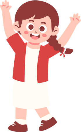 Happy Girl Celebrating Indonesia Independence day  Illustration