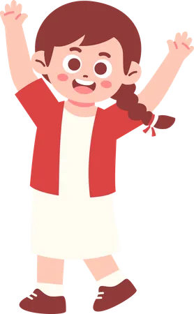 Happy Girl Celebrating Indonesia Independence day  Illustration