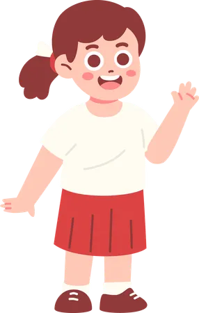 Happy Girl Celebrating Indonesia Independence day  Illustration