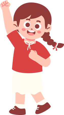 Happy Girl Celebrating Indonesia Independence day  Illustration