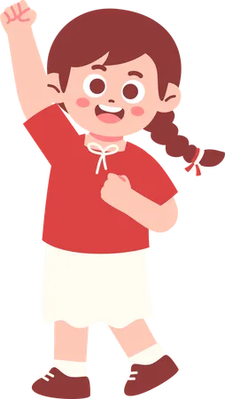 Happy Girl Celebrating Indonesia Independence day  Illustration