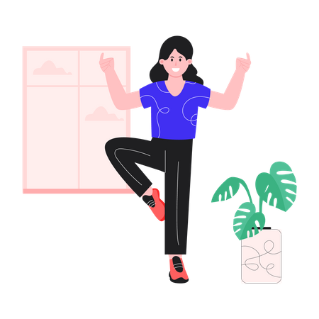 Happy Girl doing stretching  Illustration