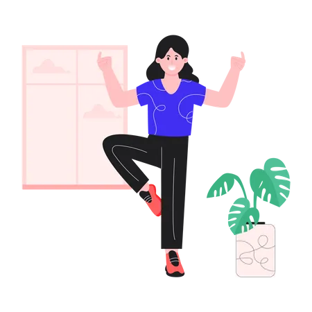 Happy Girl doing stretching  イラスト