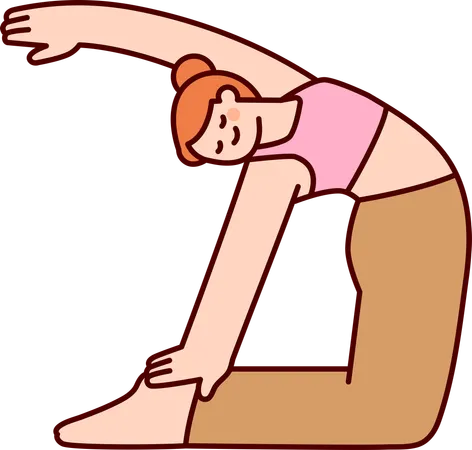 Happy Girl doing stretching  Illustration