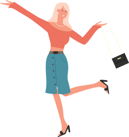 Happy girl giving pose  Illustration