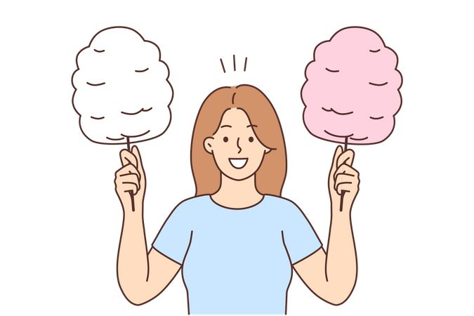 Happy girl holding candy floss  Illustration